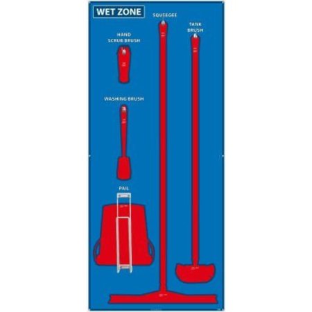 NMC National Marker Wet Zone Shadow Board, Blue/Red, 68 X 30, Aluminum - SB114AL